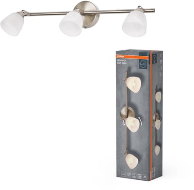 OSRAM Spot Cup opbouwarmatuur 3xG9 geborsteld nikkel, spot albast glas verstelbaar, woonkamer hal metaal
