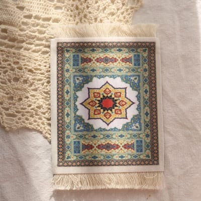 Mini Oosterse Tapijt Muismat 9 x 11 cm voor Laptop, PC en Gaming - Desk Pad, Bureau Accessoires en Persische Muismat voor Thuis en Kantoor
