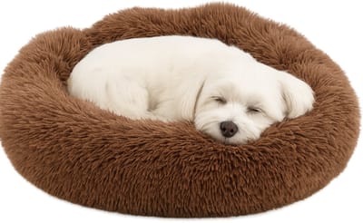 Hondenmand – Donut Hondenmand – Kattenmand Mokka – 55 cm – Extra zacht & luxe voor hond of kat – Flamingo Mand Pacha