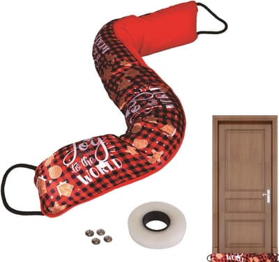 Tochtstopper Deur - Tochtblokkering Raam - Energie Besparen - Weerbestendig Ontwerp - 81 cm - Rood Geruit