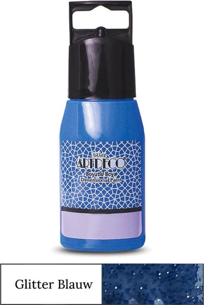 Artdeco Glitter Dimensional Paint, Relief Paint, Dimensional Fabric Paint, 3D Liner - 3D Verf - 3D Paint, Textuurschilderen, Reliëf Schilderen, Metallic Kleuren - Stof, Glas, Keramiek, Karton, Metaal, Papier, Steen - 50 ml-Blauw