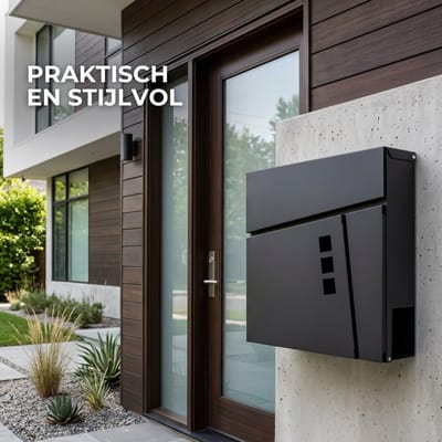 ParcelXL Brievenbus - Design Wandbrievenbus Weersbestendig – Incl. 2 Sleutels, krantenhouder en Montagemateriaal - Zwart
