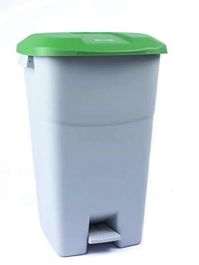 Afvalemmer 60 liter met pedaal in grijs en groen