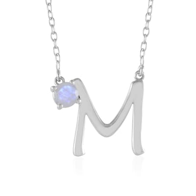 Cavill - 925 Sterling Zilveren Halsketting met Regenboog Maansteen 0,41 ct - Rond Geslepen - Geplatineerd - Elegant en Verstelbaar