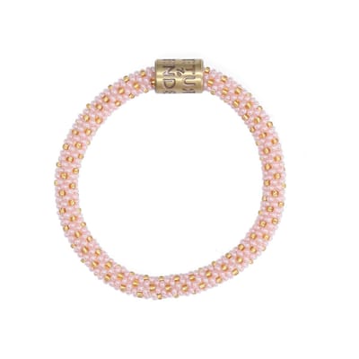 Return to Sender Armband roll on - Ø 7 cm - Licht Roze - Glazen kralen