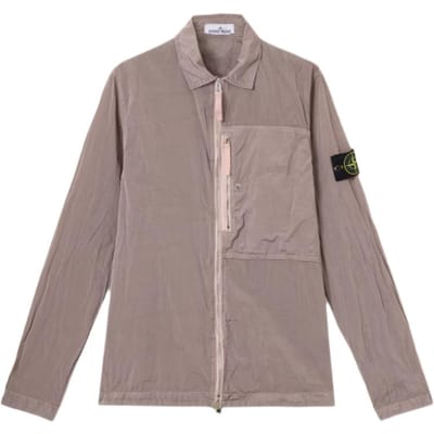 Stone Island Zomer 25 Nylon Metaal Effen Logo Patch Rits Lange Mouwen Jas Heren Jas Antiek-Roos K1S1512000-05S0019-V0082 XXL gray