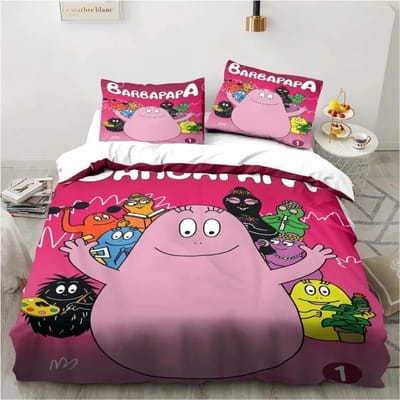 3D Cartoon Beddengoedset B-Barbapapa Dekbedovertrekset Met Kussenslopen Zacht Huidvriendelijk Eenpersoons Kingsize Voor Kinderen Verjaardagscadeau Us King 259x229cm
