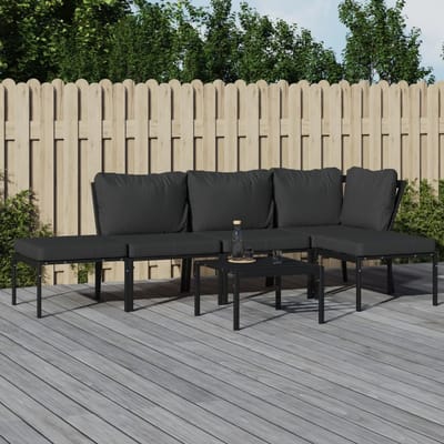 Vidaxl 6-Cz. Tuin loungeset, grijze kussens, staal