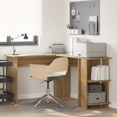 vidaXL - Hoekbureau - Artisan - Eiken - Bewerkt - hout - 140 - x - 113,5 - x - 75 - cm