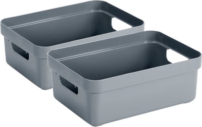 Sunware Opbergbox - 4x - kunststof - blauwgroen - 9 liter - Opbergbakken - Opbergmanden