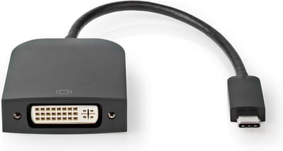 Nedis USB-C Adapter - USB 3.2 Gen 1 - USB-C Male - DVI-D 24+1-Pins Female - 1080p - 0.20 m - Rond - Vernikkeld - PVC - Zwart - Envelop