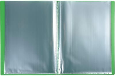– Ref. 8853E – Doos van 10 OPAK showmappen – 50 gladde transparante insteekhoezen – 100 zichten – voor A4‑formaat – afmetingen 24 x 32 cm – halfharde polypropyleen omslag – lichtgroen