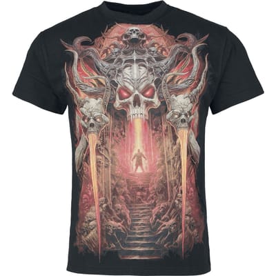 Spiral T-shirt - Gates Of Hell - S tot M - voor Mannen - zwart