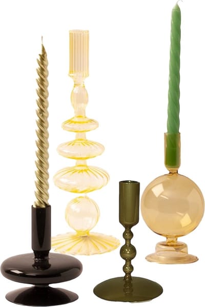 WinQ-Glaskandelaren in een Geel, Goud, Zwart Combinatie - S/4-Kaarsenhouder
