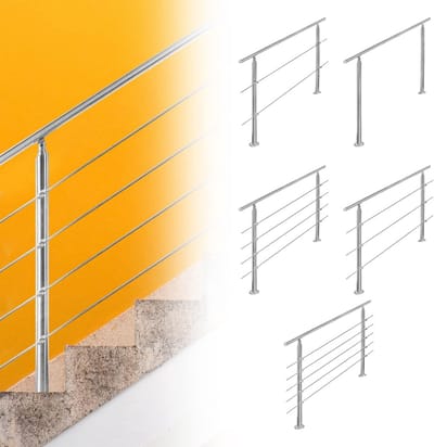 Roestvrijstalen Leuning voor Binnen en Buiten, Trap en Balkon Balustrade met 4 Dwarsbalken