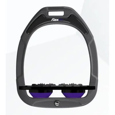 Platte Ultra Grip stijgbeugels Antraciet/Zwart/Paarse Flex-On Green Composite