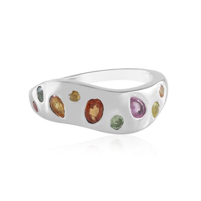 Cavill - Zilveren ring - 925 Sterling zilver geplatineerd - Roze Mozambique saffier 0,148 ct - Ergonomische peervormige moderne bezel ring dames 17-20