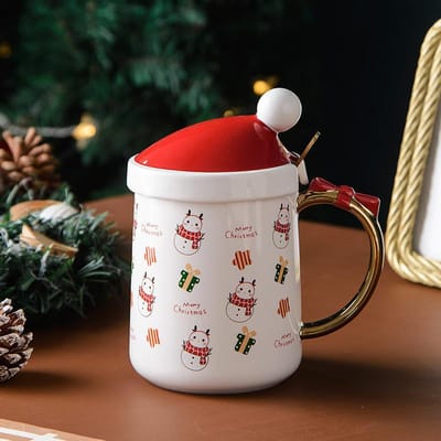 Luxe Kerstmok Kerstman Keramische Kop Strik Handvat Creatieve Koffiekop Cartoon Kerst 301-400ml