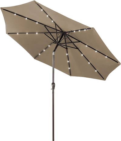 KOMFOTTEU Parasol 300cm - met led en zwengel - knikbaar - tuinparasol - stokparasol - strandparasol - voor tuin, strand, balkon