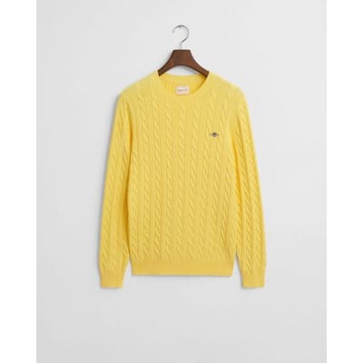 Gant Trui Cotton Cable Ronde Hals Banana Yellow / male