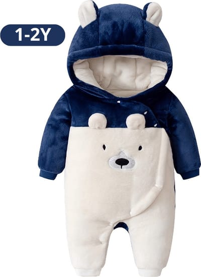 Livano Romper - Berenpakje Baby - Winterpak - Onesie - Teddy - Pakje - Jongen - Meisje - 1-2 Jaar - Blauw