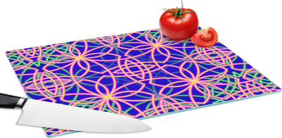 Glazen Snijplank - 39x28 - Bloemen - Neon - Patroon - Snijplanken Glas
