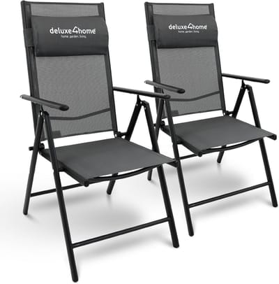 Tuinstoel set - Klapstoel terras - Comfortabel relaxen - 7-traps verstelbaar - 65 x 106 cm - Antraciet