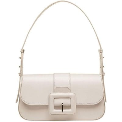 Bally Simple Sac fourre-tout en cuir de chèvre uni Sac à bandoulière Sacs pour femmes Blanc Os 6302775 Basic Set (Bag+Dust Bag) white