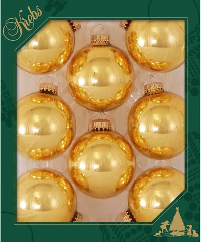 Krebs Kerstballen - 16x - topaas goud - glas - 7 cm - luxe glazen kerstversiering