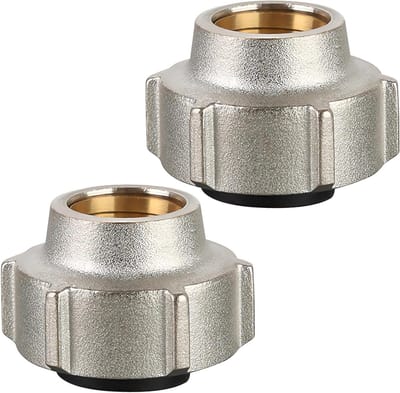 Set van 2 Messing Klem Schroefverbindingen 3/4" x 15mm met Zilver Geplateerde Koperen Aansluitingen voor Radiatoren, Geschikt voor Koper en Staal