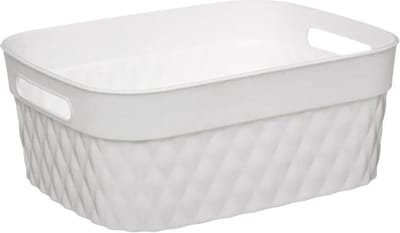 5Five Opbergmand/box van kunststof - wit - 21 x 27 x 11 cm - 5 liter