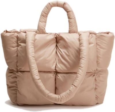 Grote Shopper Tas - Dames Schoudertas - Dagelijks Gebruik - Gewatteerd Katoen - 36 cm - Zwart