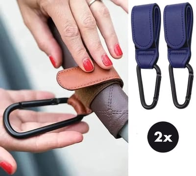 Actie4you® - Tassenhaak Kinderwagen - Buggy Haakjes - Babywagen - Haakjes voor tassen – Klittenband Haak – Verstelbare Haak - Set van 2 – Blauw