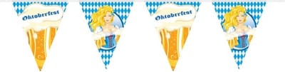 Folat Oktoberfest Bierfeest vlaggenlijn - slinger - met blonde dame - 10 meter - Feestartikelen - versiering