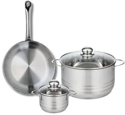 Set van 1 Koekenpan 24 cm en 2 kookpotten 12 en 20 cm Elo Profi Brillant