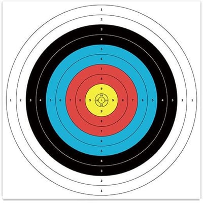 Dailygoods- Dartboard Papier 10 Stuks - 40 x 40 cm - Gecoat Papier - Schietdoelen - Schietoefeningen - Duidelijke Druk - Niet Breekbaar - Doelpapier