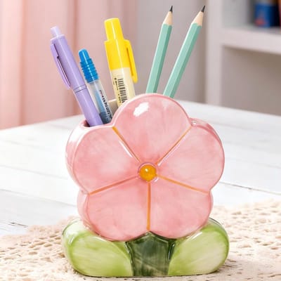 Potloodetui Roze Bureau Potlood Organiser Dames Verjaardag Cadeau Kawaii Potloodetui Esthetisch Aangenaam Bureau Accessoire Mooie Bloem Kamer Decoratie Meisjes Make-Up Organiser