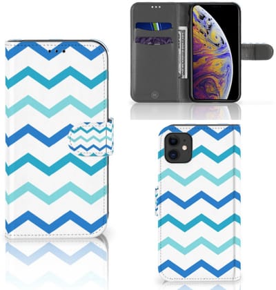 Apple iPhone 11 Telefoon Hoesje Zigzag Blauw