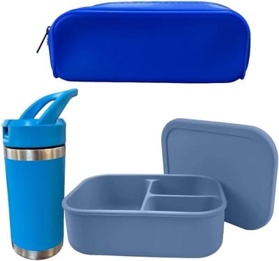 Siliconen Etui - Opberg Pouch - Bureau Organisatie - Duurzaam Materiaal - 19.7 cm Breed - Blauw