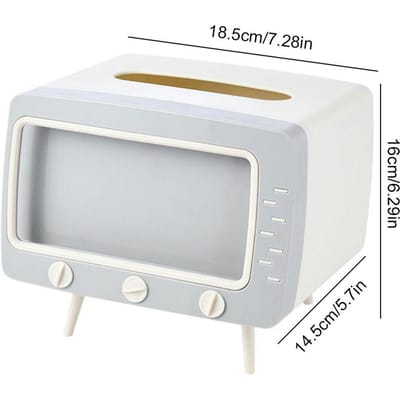 TV Tissuebox Moderne Stijl Papieren Tissuehouder met Mobiele Telefoonhouder Keuken Servethouder Badkamer Toiletpapier Opbergdoos white