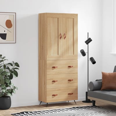 vidaXL - Hoge - kast - 69,5x34x180 - cm - bewerkt - hout - sonoma - eikenkleurig