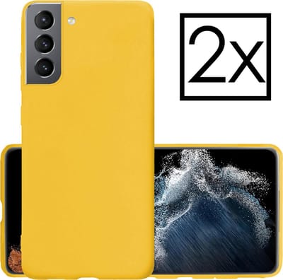 Hoesje - 2 Stuks - Geschikt voor Samsung Galaxy S22 - Sterk & Shockproof - Case Siliconen - Back Cover - Telefoon Hoes - Geel
