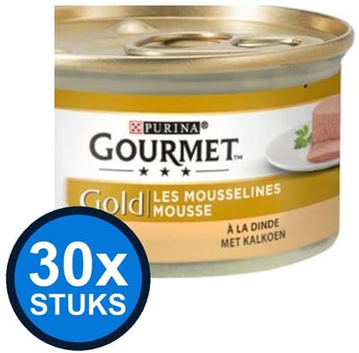 30x Gourmet - Gold Mousse Kalkoen - Kattenvoer Natvoer - 85g