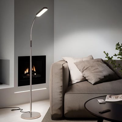 tectake® LED-Vloerlamp - Dimbare lamp - Zwanenhalslamp - Modern, met 5 lichtmodi - Verlichting voor woonkamer, kinderkamer, slaapkamer - Als leeslamp of bureaulamp - Zilver