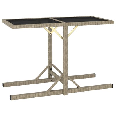 vidaXL - Tuintafel - 110x53x72 - cm - glas - en - poly - rattan - beige