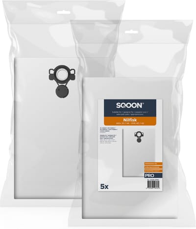 SQOON® Stofzuigerzakken PRO Geschikt voor Nilfisk Attix 33 / 44, VHS 40 / 42 & Makita VC4210 - 5 Stuks