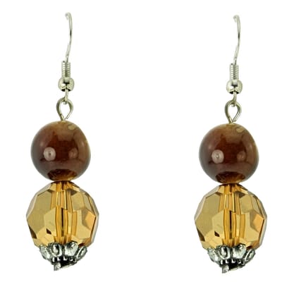 Behave - Oorhangers bruine kralen - Elegante dagelijkse look accessoire