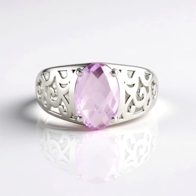 Cavill - Zilveren ring - 925 Sterling zilver gerhodineerd - Lavendel Amethist 2,7 ct Ovaal Briolette - Verstelbare elegante damesring