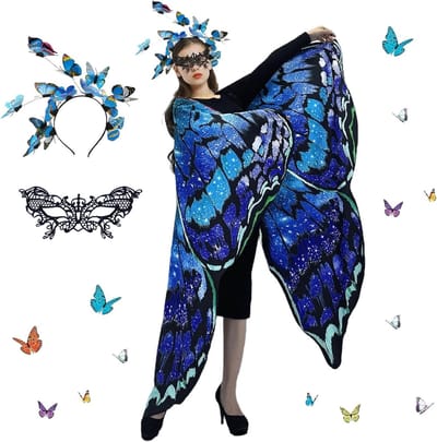 Vleermuisvleugel Kostuum voor Vrouwen - Scarf, Cape en Vleugels voor Carnaval, Cosplay en Halloween Feestjes