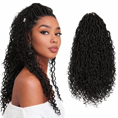 Dailygoods- Haarextensies 500g - Faux Locs - Haakvlecht - Natuurlijke look - 120 Strengen - 18" / 45 cm - Inclusief 3 Accessoires - Haarkralen